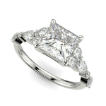 Load image into Gallery viewer, Carissa Princess Cut Pave Shared Prong Claw Set Engagement Ring Setting - Nivetta
