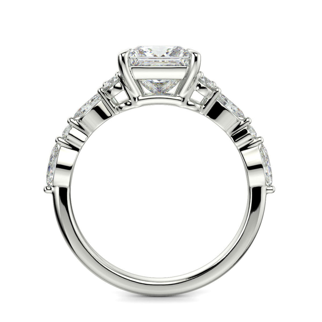 Carissa Princess Cut Pave Shared Prong Claw Set Engagement Ring Setting - Nivetta