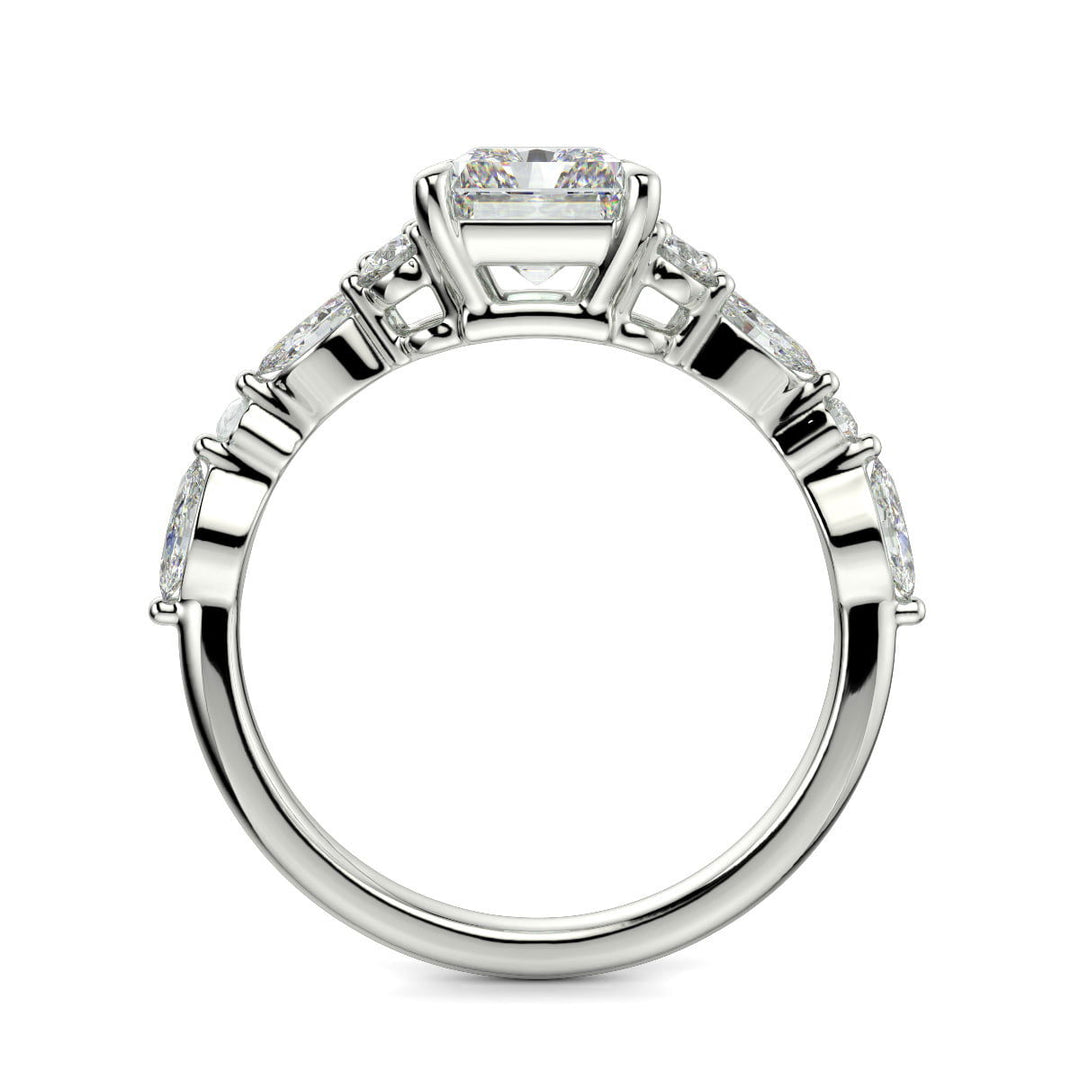 Carissa Radiant Cut Pave Shared Prong Claw Set Engagement Ring Setting - Nivetta