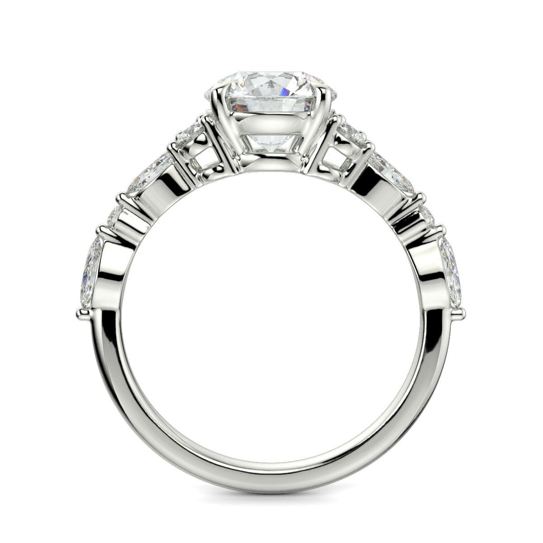 Carissa Round Cut Pave Shared Prong Claw Set Engagement Ring Setting - Nivetta