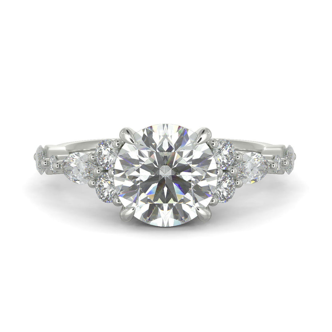 Carissa Round Cut Pave Shared Prong Claw Set Engagement Ring Setting - Nivetta