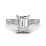 Load image into Gallery viewer, Caroline Emerald Cut Pave Art Deco 4 Prong Claw Set Engagement Ring Setting - Nivetta
