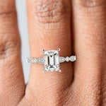 Load image into Gallery viewer, Caroline Emerald Cut Pave Art Deco 4 Prong Claw Set Engagement Ring Setting - Nivetta
