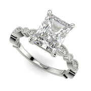 Caroline Radiant Cut Pave Art Deco 4 Prong Claw Set Engagement Ring Setting - Nivetta