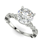 Load image into Gallery viewer, Caroline Round Cut Pave Art Deco 4 Prong Claw Set Engagement Ring Setting - Nivetta
