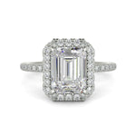 Load image into Gallery viewer, Catalina Emerald Cut Halo 4 Prong Claw Set Engagement Ring - Nivetta
