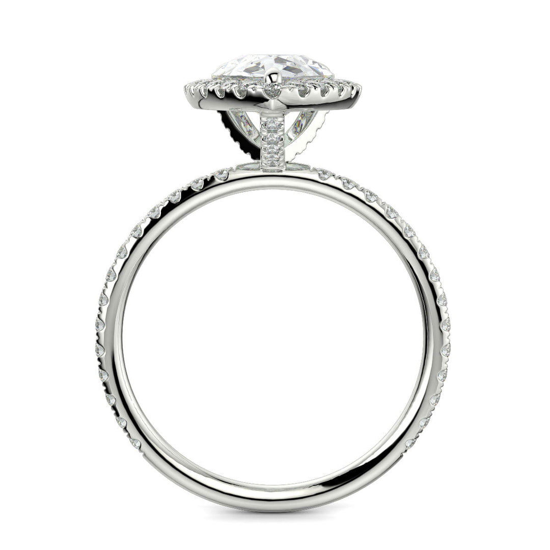 Catalina Pear Cut Pave Halo 4 Prong Claw Set Engagement Ring - Nivetta