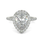 Load image into Gallery viewer, Catalina Pear Cut Pave Halo 4 Prong Claw Set Engagement Ring - Nivetta
