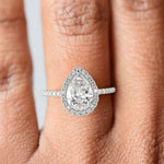 Load image into Gallery viewer, Catalina Pear Cut Pave Halo 4 Prong Claw Set Engagement Ring - Nivetta
