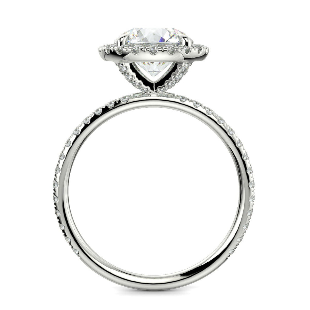 Catalina Round Cut Pave Halo 4 Prong Claw Set Engagement Ring - Nivetta