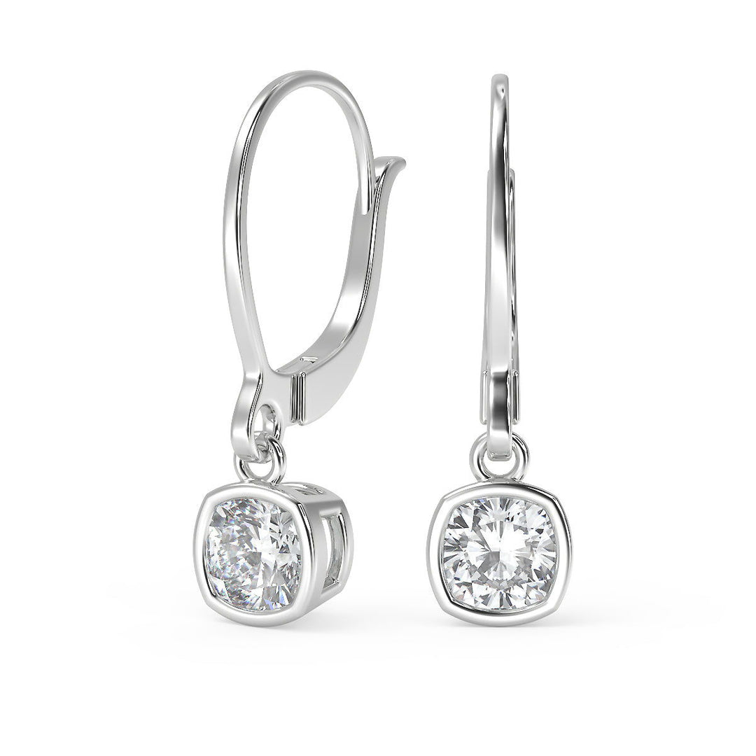 Caylee Cushion Cut Bezel Earrings Leverback - Nivetta