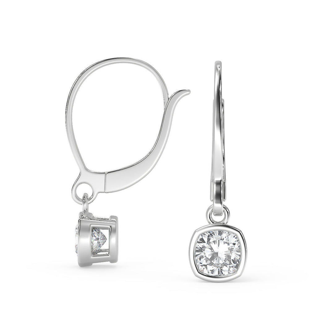 Caylee Cushion Cut Bezel Earrings Leverback - Nivetta