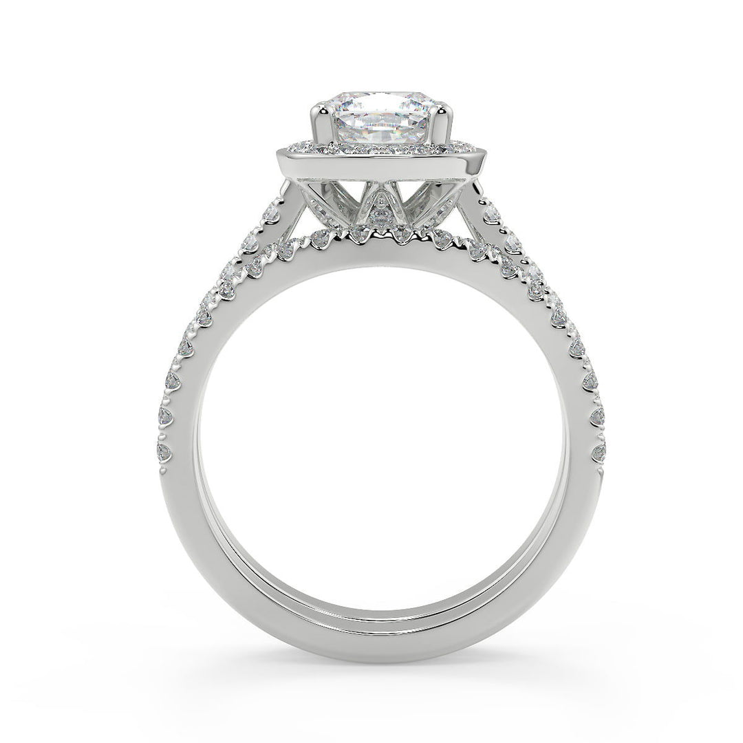 Celeste Halo French Pave Cushion Cut Diamond Engagement Ring - Nivetta