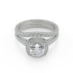 Load image into Gallery viewer, Celeste Halo French Pave Cushion Cut Diamond Engagement Ring - Nivetta
