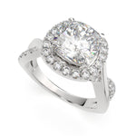 Load image into Gallery viewer, Celestina Cushion Cut Halo Pave Split Shank Engagement Ring Setting - Nivetta
