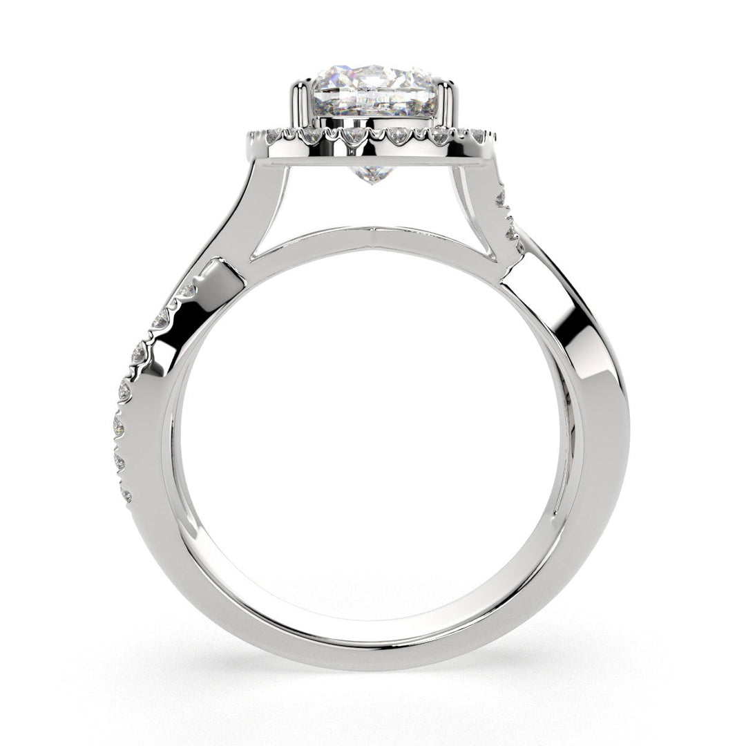 Celestina Cushion Cut Halo Pave Split Shank Engagement Ring Setting - Nivetta