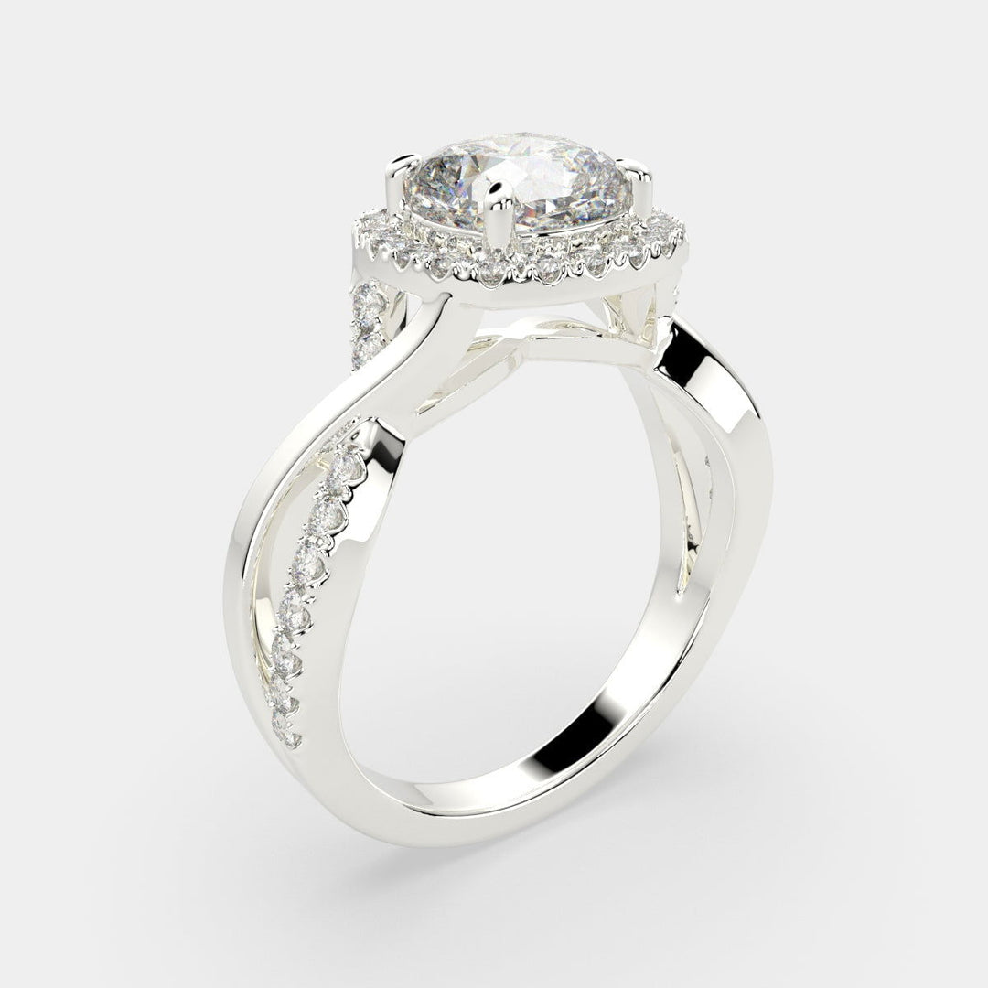 Celestina Cushion Cut Halo Pave Split Shank Engagement Ring Setting - Nivetta