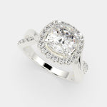 Load image into Gallery viewer, Celestina Cushion Cut Halo Pave Split Shank Engagement Ring Setting - Nivetta
