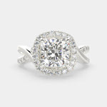 Load image into Gallery viewer, Celestina Cushion Cut Halo Pave Split Shank Engagement Ring Setting - Nivetta
