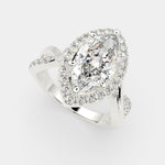 Load image into Gallery viewer, Celestina Marquise Cut Halo Pave Split Shank Engagement Ring Setting - Nivetta
