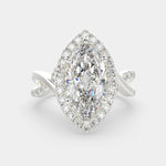 Load image into Gallery viewer, Celestina Marquise Cut Halo Pave Split Shank Engagement Ring Setting - Nivetta
