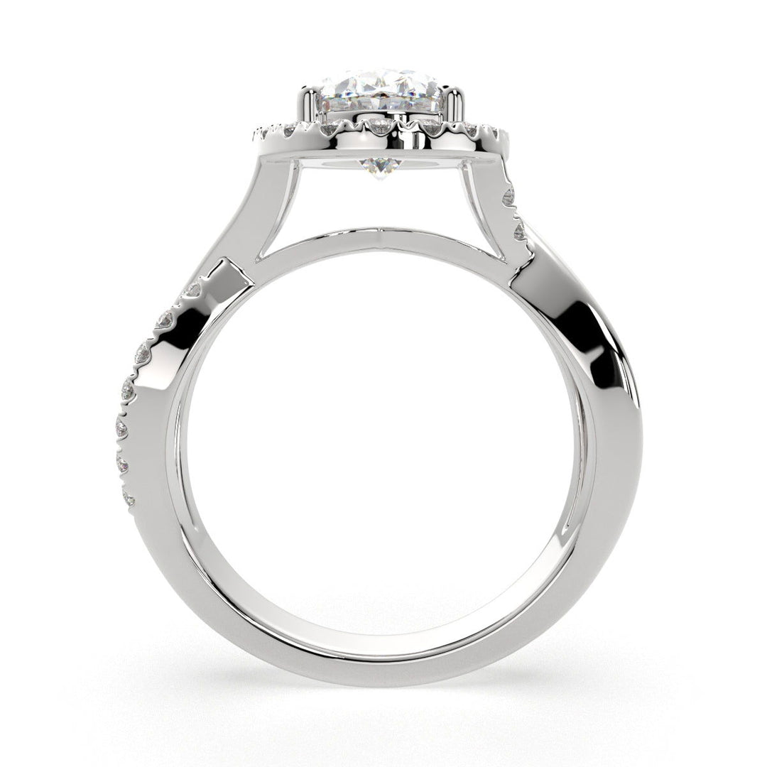 Celestina Oval Cut Halo Pave Split Shank Engagement Ring Setting - Nivetta