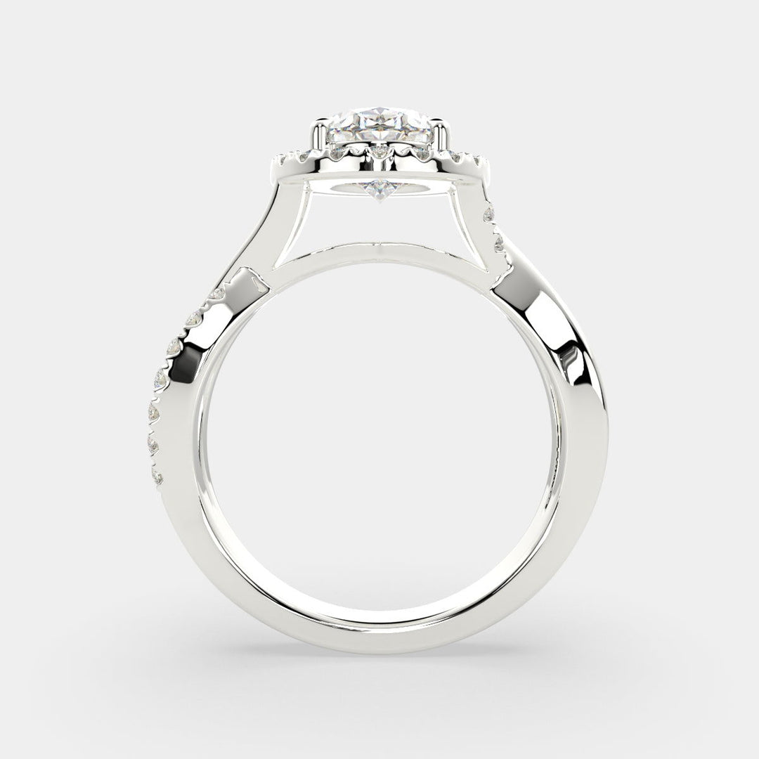 Celestina Oval Cut Halo Pave Split Shank Engagement Ring Setting - Nivetta