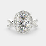 Load image into Gallery viewer, Celestina Oval Cut Halo Pave Split Shank Engagement Ring Setting - Nivetta
