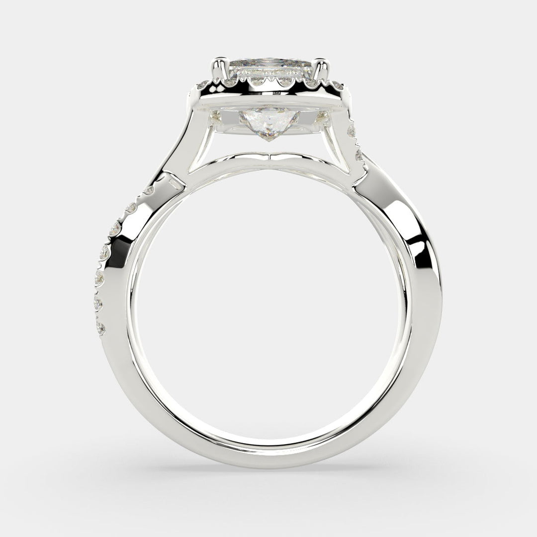 Celestina Princess Cut Halo Pave Split Shank Engagement Ring Setting - Nivetta