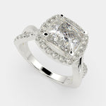 Load image into Gallery viewer, Celestina Princess Cut Halo Pave Split Shank Engagement Ring Setting - Nivetta
