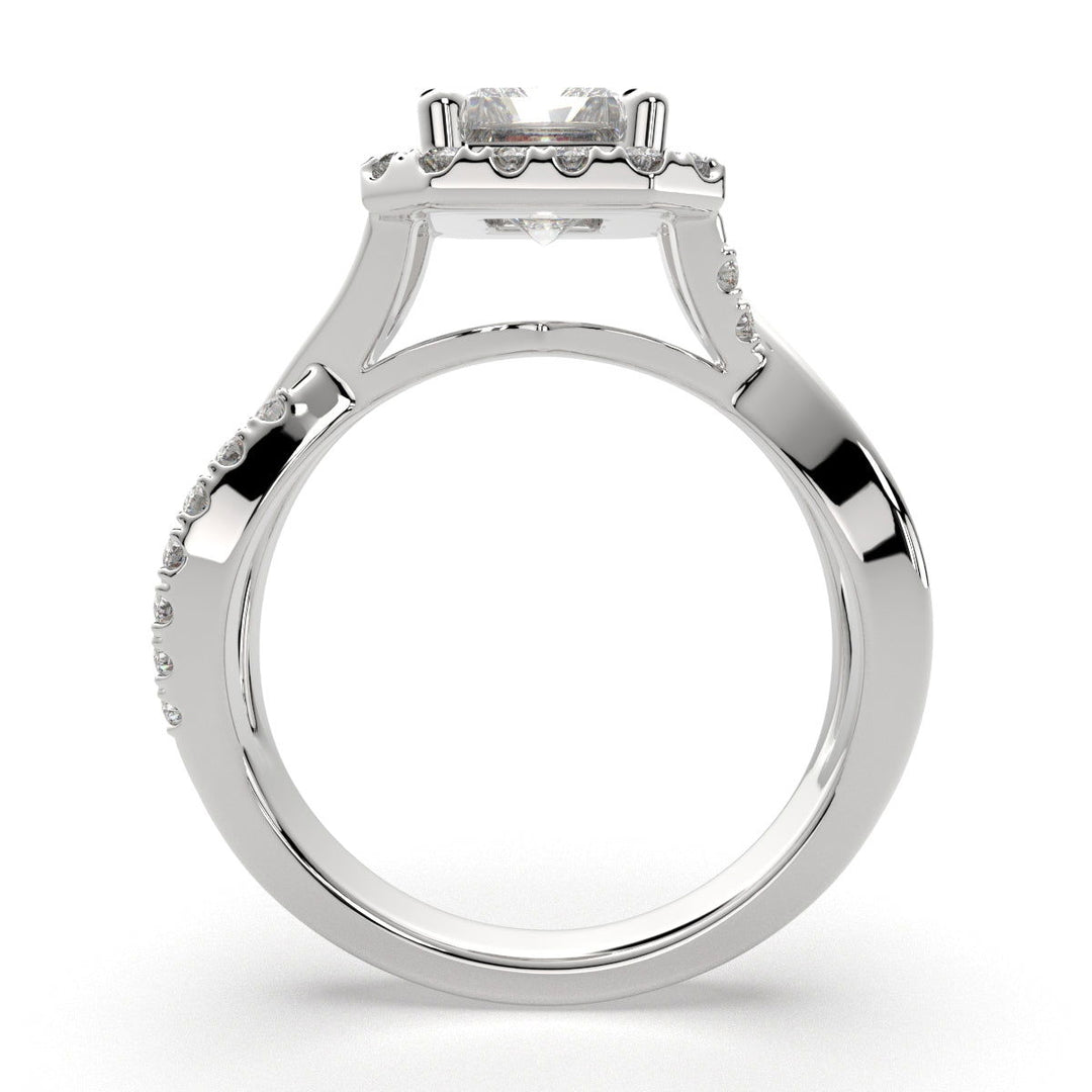 Celestina Radiant Cut Halo Pave Split Shank Engagement Ring Setting - Nivetta