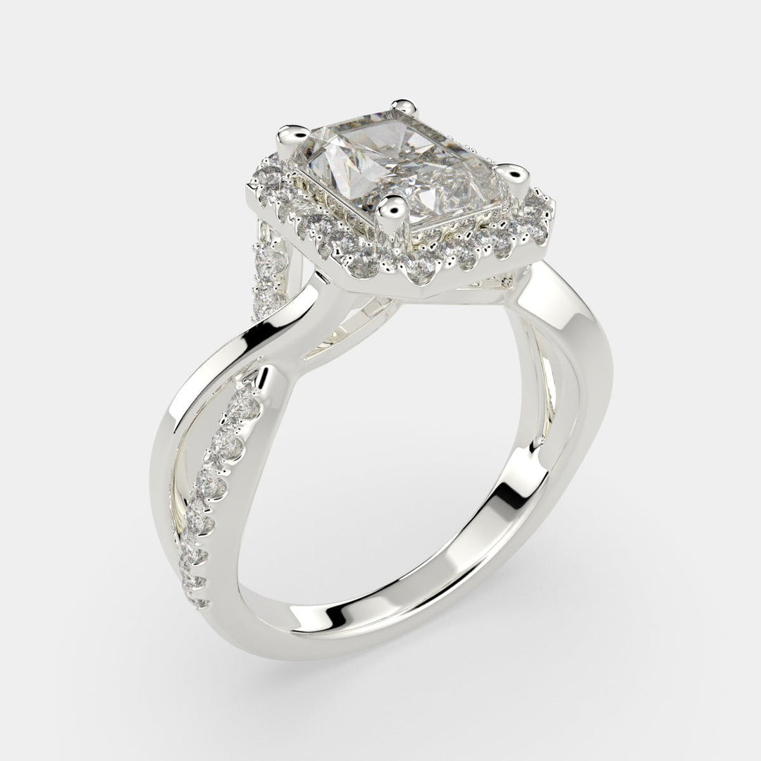 Celestina Radiant Cut Halo Pave Split Shank Engagement Ring Setting - Nivetta