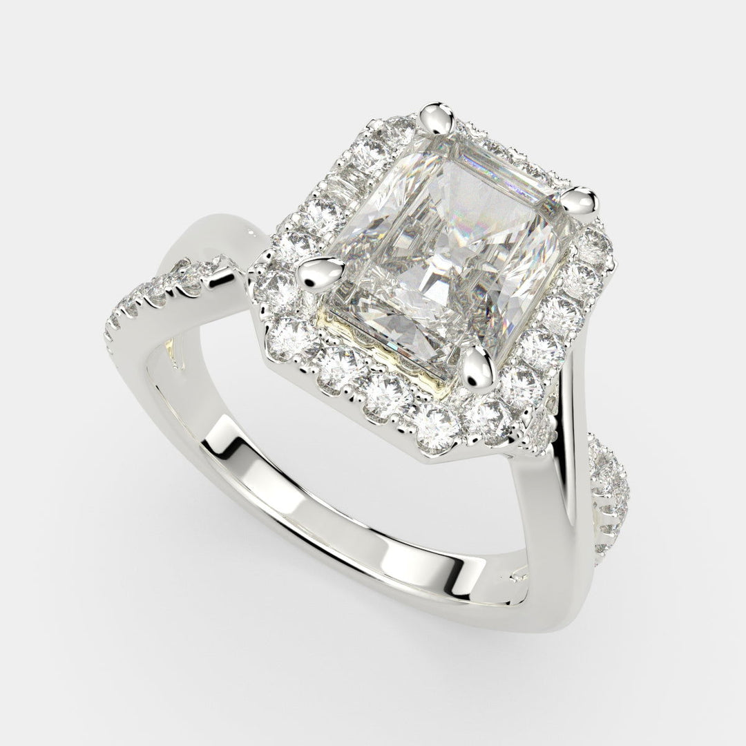 Celestina Radiant Cut Halo Pave Split Shank Engagement Ring Setting - Nivetta