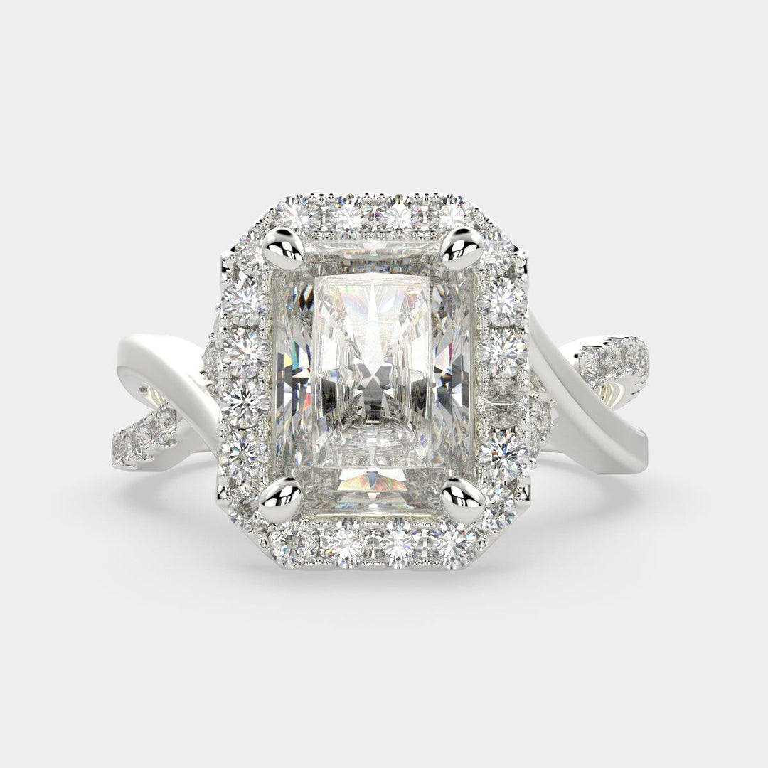 Celestina Radiant Cut Halo Pave Split Shank Engagement Ring Setting - Nivetta