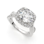 Load image into Gallery viewer, Celestina Round Cut Halo Pave Split Shank Engagement Ring Setting - Nivetta
