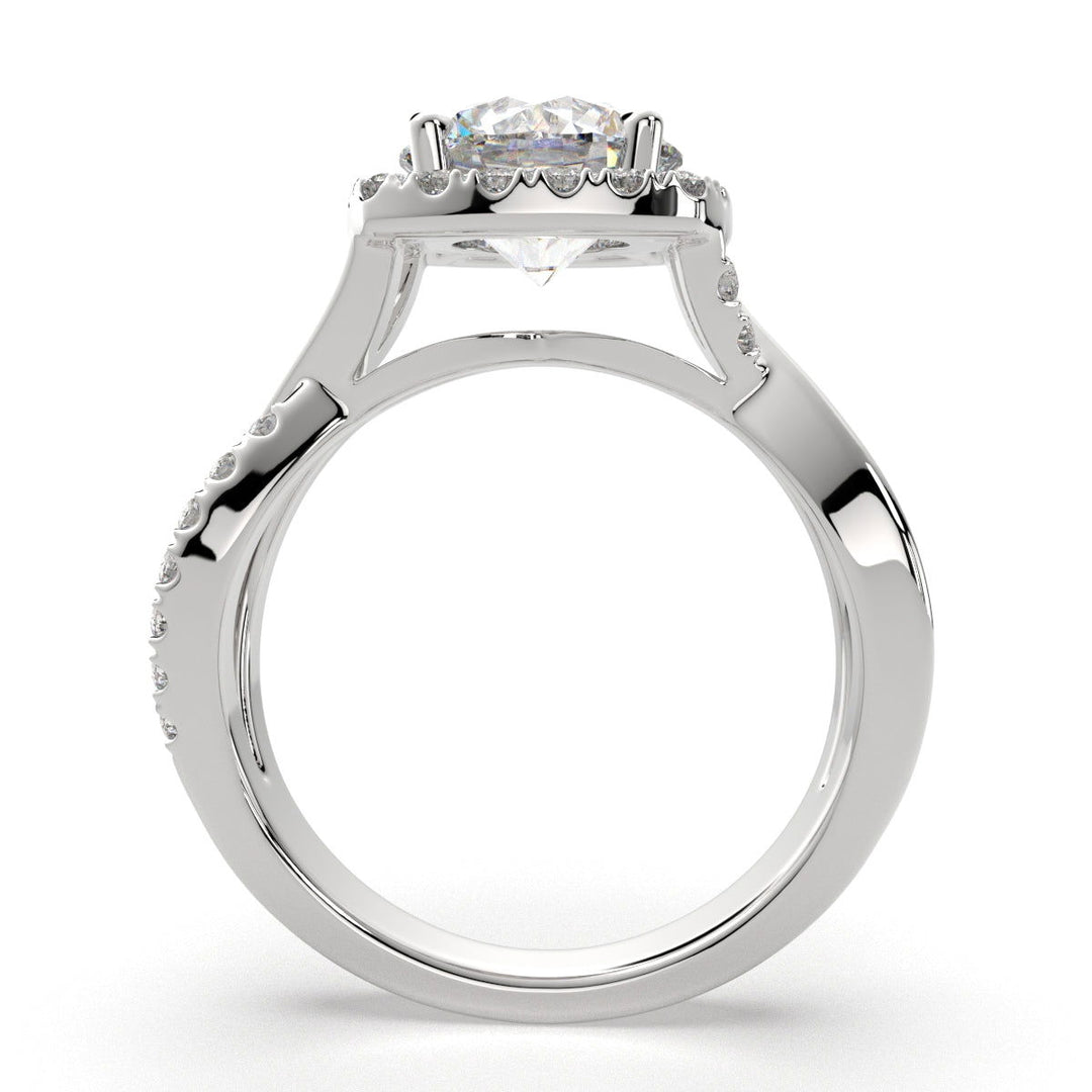 Celestina Round Cut Halo Pave Split Shank Engagement Ring Setting - Nivetta