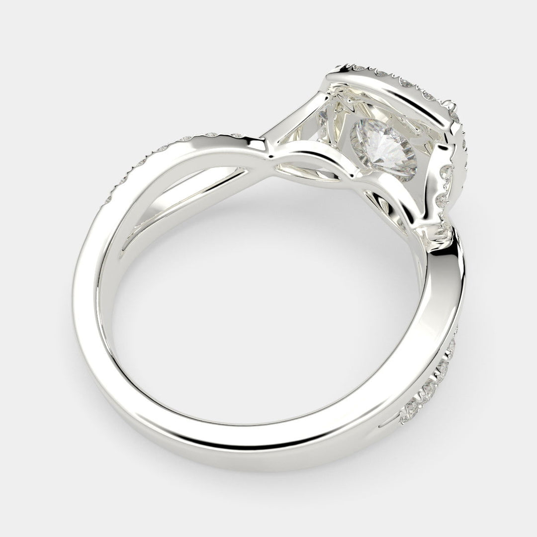 Celestina Round Cut Halo Pave Split Shank Engagement Ring Setting - Nivetta