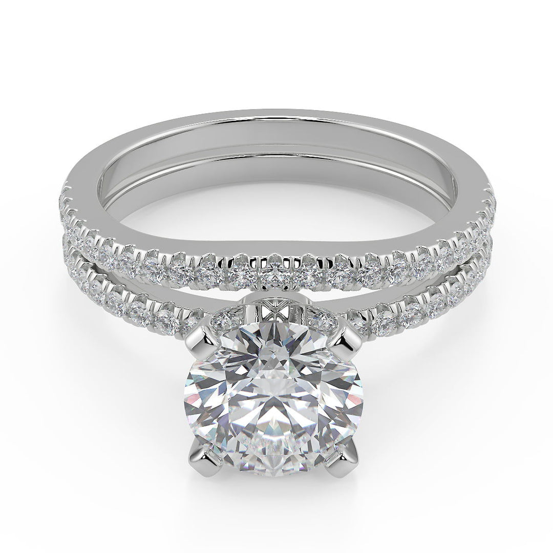 Clare Petite Micro Pave Round Cut Diamond Engagement Ring - Nivetta