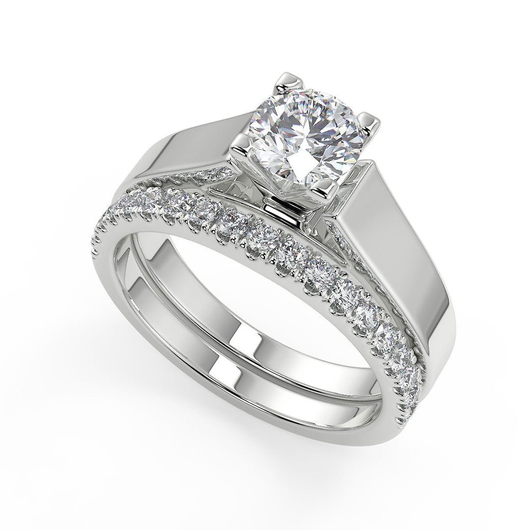 Cloe Cathedral Solitaire Round Cut Diamond Engagement Ring - Nivetta