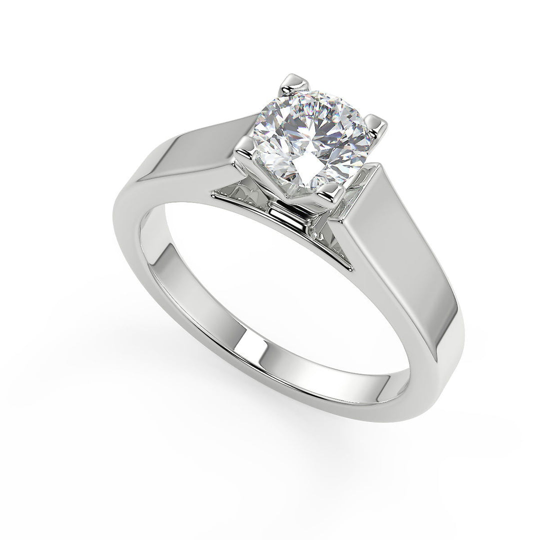 Cloe Cathedral Solitaire Round Cut Diamond Engagement Ring - Nivetta