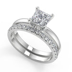 Load image into Gallery viewer, Dahlia Comfort Fit 4 Prong Solitaire Princess Cut Diamond Engagement Ring - Nivetta
