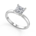 Load image into Gallery viewer, Dahlia Comfort Fit 4 Prong Solitaire Princess Cut Diamond Engagement Ring - Nivetta
