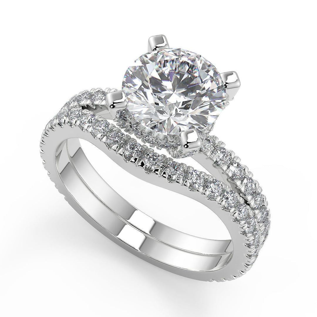 Dalia Micro French Pave Classic Round Cut Diamond Engagement Ring - Nivetta