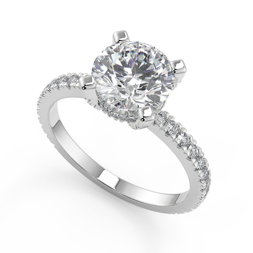 Dalia Micro French Pave Classic Round Cut Diamond Engagement Ring - Nivetta