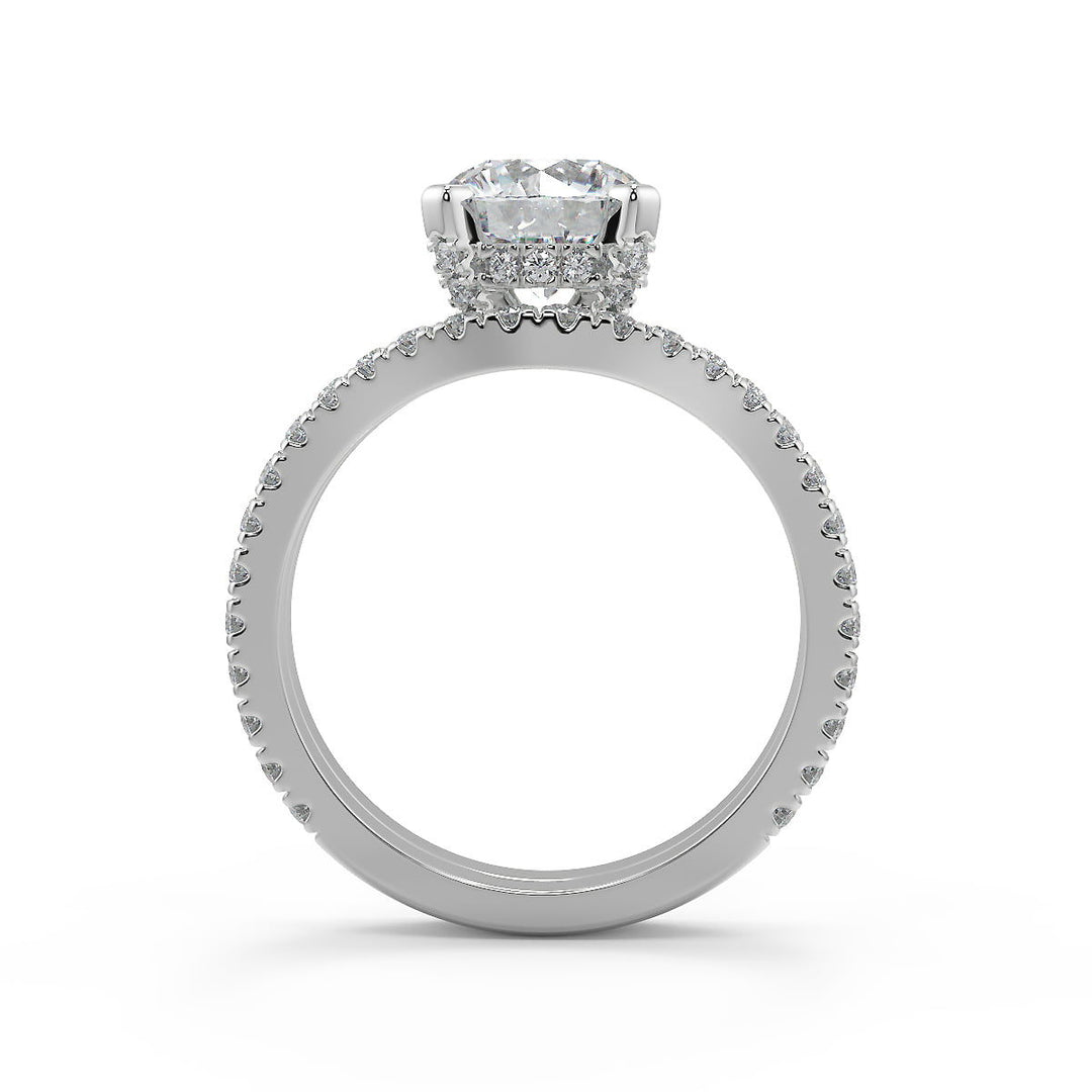 Dalia Micro French Pave Classic Round Cut Diamond Engagement Ring - Nivetta