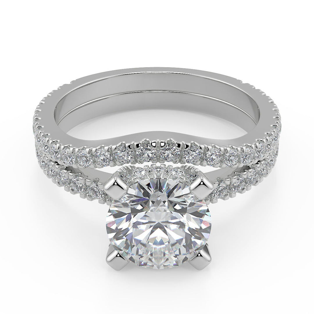 Dalia Micro French Pave Classic Round Cut Diamond Engagement Ring - Nivetta