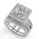 Load image into Gallery viewer, Danna Split Shank Pave Halo Princess Cut Diamond Engagement Ring - Nivetta
