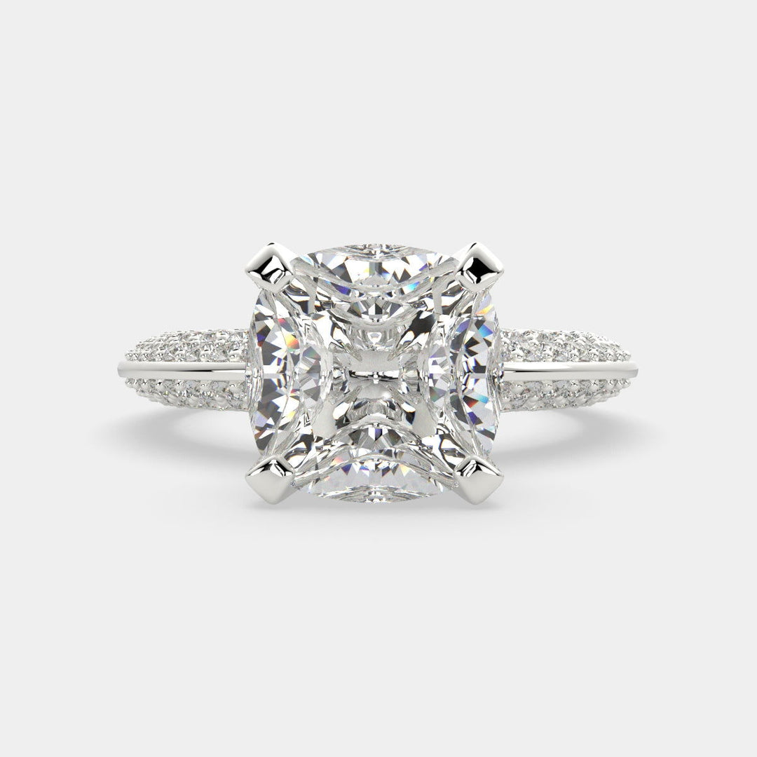 Daria Cushion Cut Pave 6 Prong Engagement Ring Setting - Nivetta