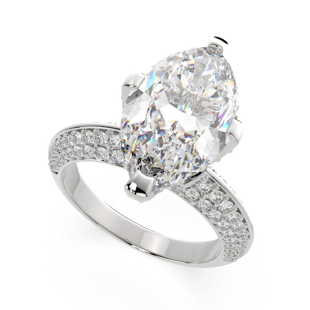 Daria Marquise Cut Pave 6 Prong Engagement Ring Setting - Nivetta