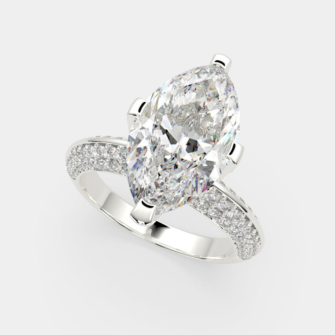 Daria Marquise Cut Pave 6 Prong Engagement Ring Setting - Nivetta